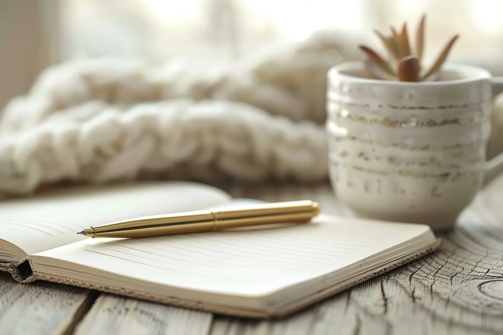 Notizbuch und Stift auf hellem Holztisch — Coaching in Halstenbek bei Hamburg